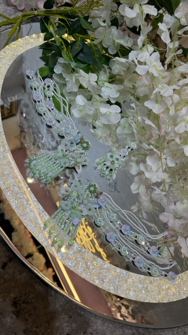 organza jhalar earrings tikka