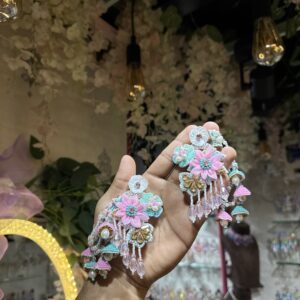 organza jhula earrings with earchain