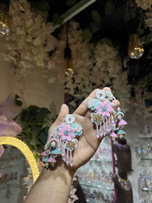 organza jhula earrings with earchain