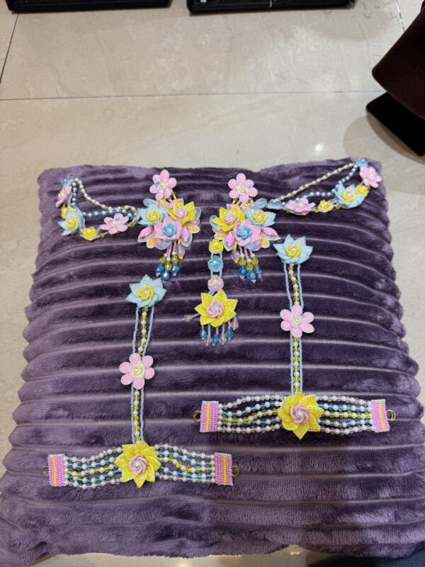 organza combo earings with earchain tikka hathfhools