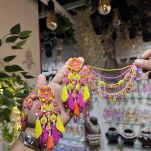 3d tulip earrings with earchain